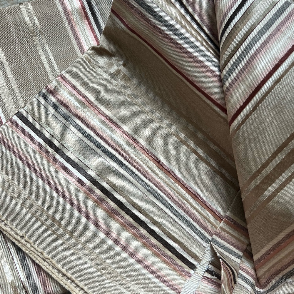3 yards of upholstery/interior fabric striped tan pink jacquard
